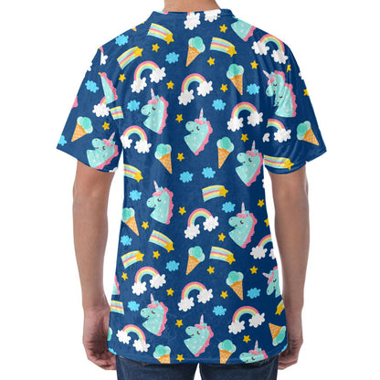 Cute Girly Unicorn Pattern Print Men's Velvet T-Shirt