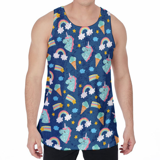 Cute Girly Unicorn Pattern Print Men's Velvet Tank Top