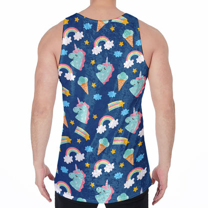 Cute Girly Unicorn Pattern Print Men's Velvet Tank Top