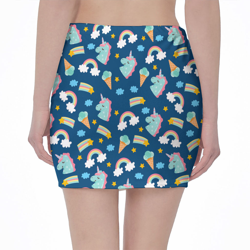 Cute Girly Unicorn Pattern Print Pencil Mini Skirt