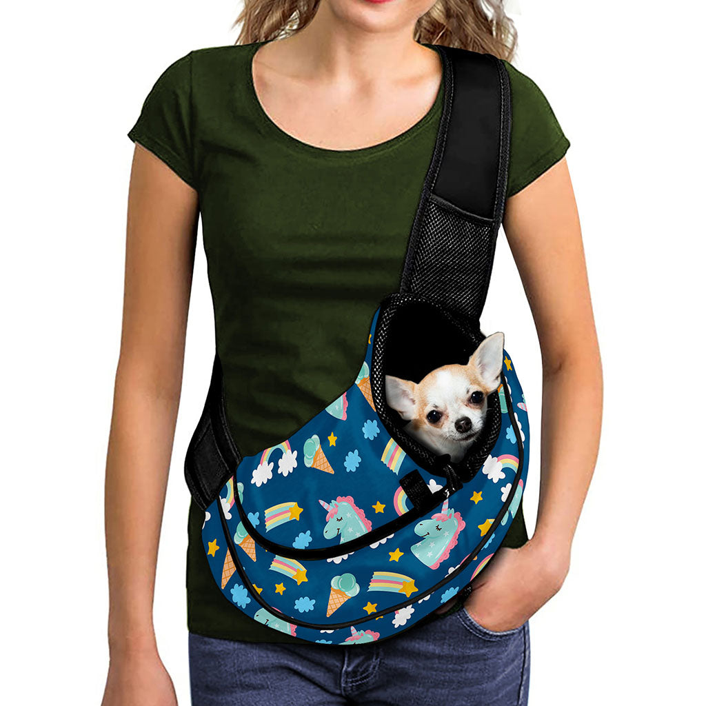 Cute Girly Unicorn Pattern Print Pet Sling Carrier