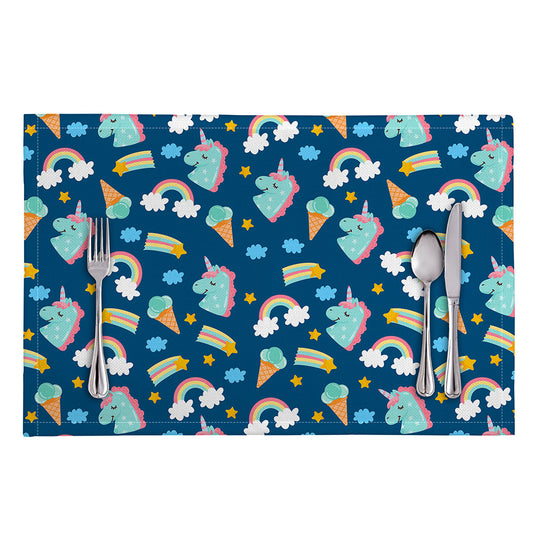 Cute Girly Unicorn Pattern Print Placemat