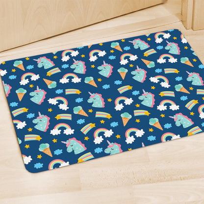 Cute Girly Unicorn Pattern Print Polyester Doormat