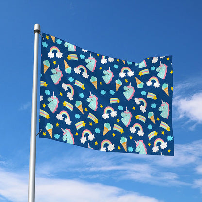 Cute Girly Unicorn Pattern Print Polyester Flag