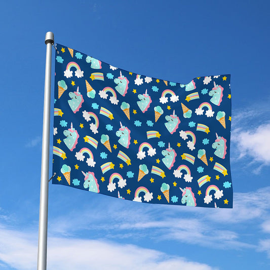 Cute Girly Unicorn Pattern Print Polyester Flag