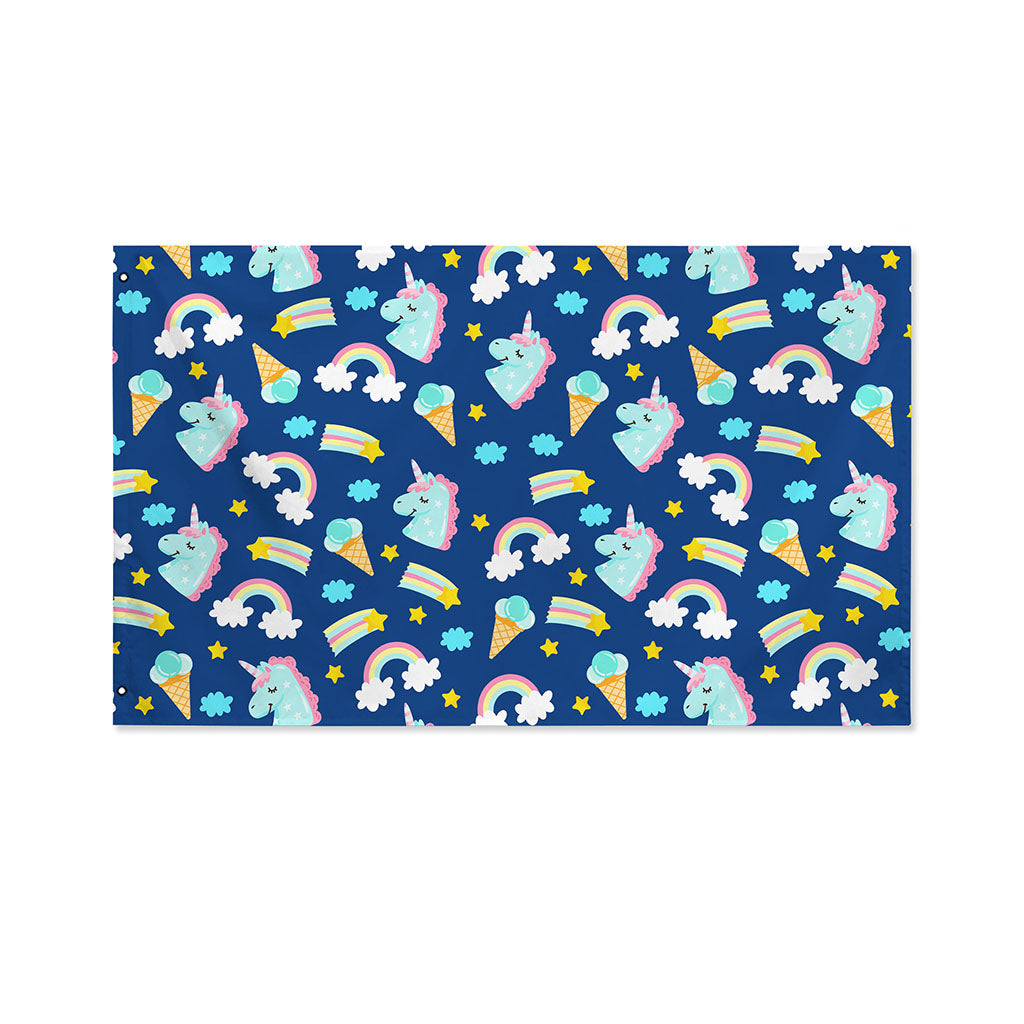Cute Girly Unicorn Pattern Print Polyester Flag