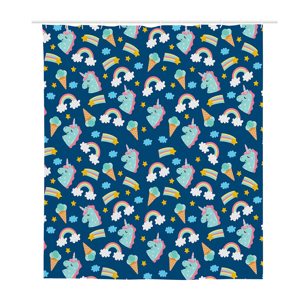 Cute Girly Unicorn Pattern Print Polyester Shower Curtain