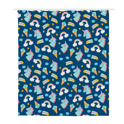 Cute Girly Unicorn Pattern Print Polyester Shower Curtain
