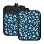 Cute Girly Unicorn Pattern Print Pot Holders With Pocket