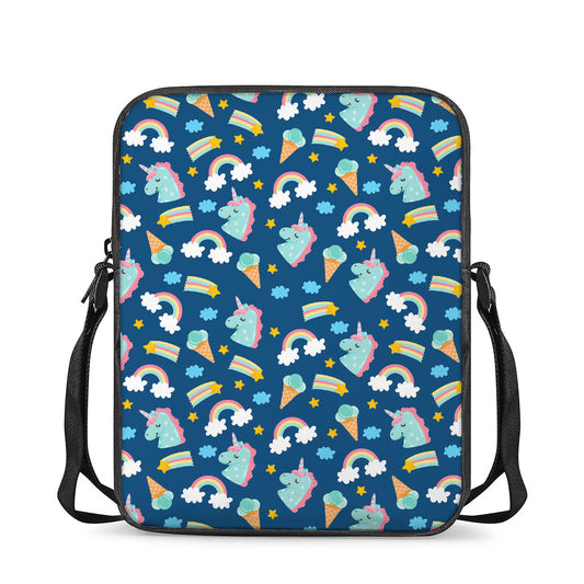 Cute Girly Unicorn Pattern Print Rectangular Crossbody Bag