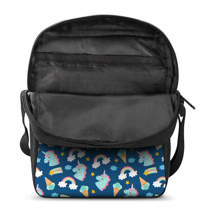 Cute Girly Unicorn Pattern Print Rectangular Crossbody Bag