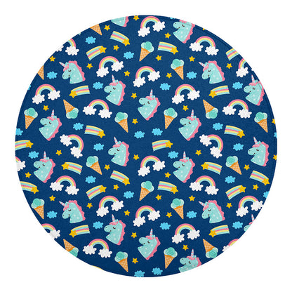 Cute Girly Unicorn Pattern Print Round Blanket