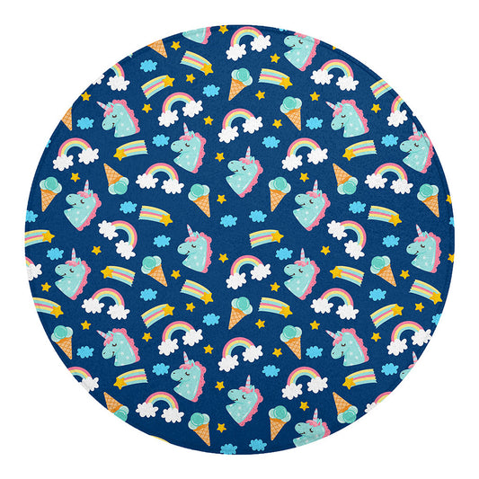Cute Girly Unicorn Pattern Print Round Blanket