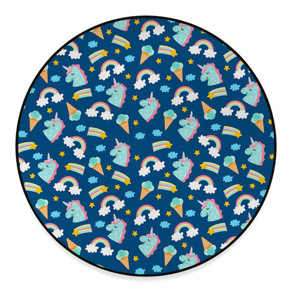 Cute Girly Unicorn Pattern Print Round Floor Mat