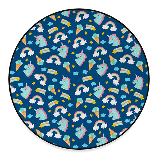 Cute Girly Unicorn Pattern Print Round Floor Mat