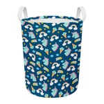 Cute Girly Unicorn Pattern Print Round Laundry Basket