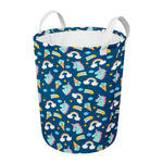 Cute Girly Unicorn Pattern Print Round Laundry Basket