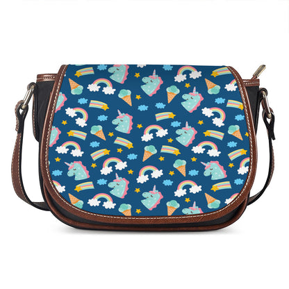 Cute Girly Unicorn Pattern Print Saddle Bag