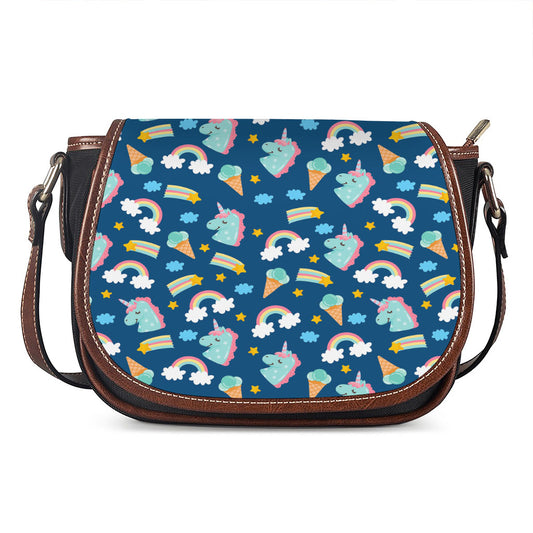 Cute Girly Unicorn Pattern Print Saddle Bag