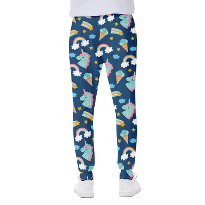 Cute Girly Unicorn Pattern Print Scuba Joggers