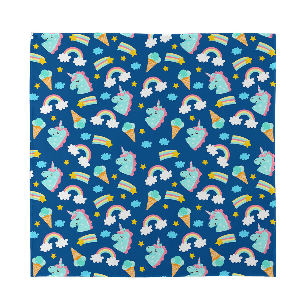 Cute Girly Unicorn Pattern Print Silk Bandana