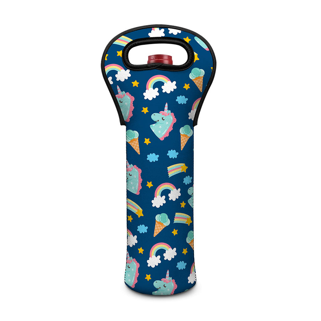 Cute Girly Unicorn Pattern Print Single Neoprene Wine Tote