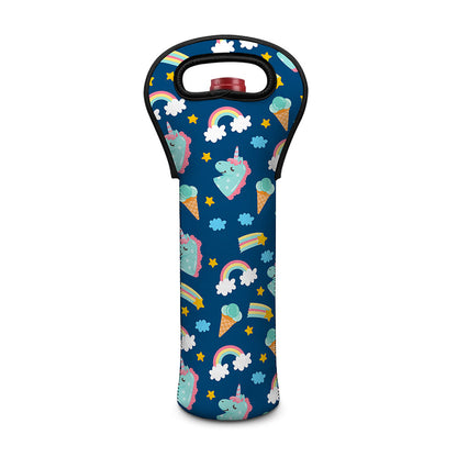 Cute Girly Unicorn Pattern Print Single Neoprene Wine Tote