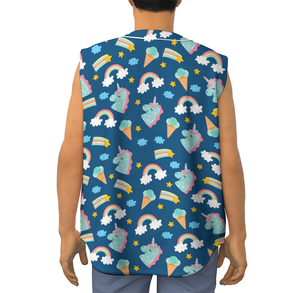 Cute Girly Unicorn Pattern Print Sleeveless Baseball Jersey