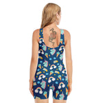 Cute Girly Unicorn Pattern Print Sleeveless One Piece Swimsuit