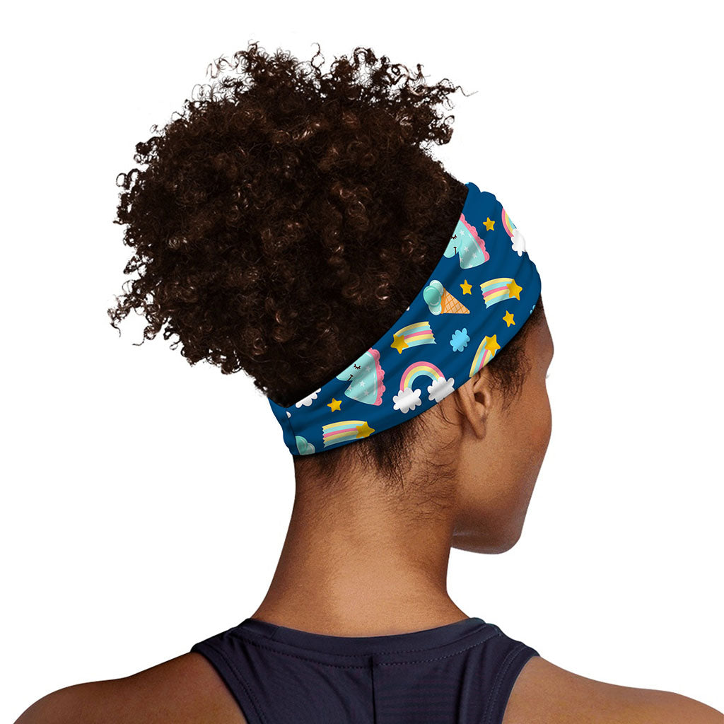 Cute Girly Unicorn Pattern Print Sports Headband