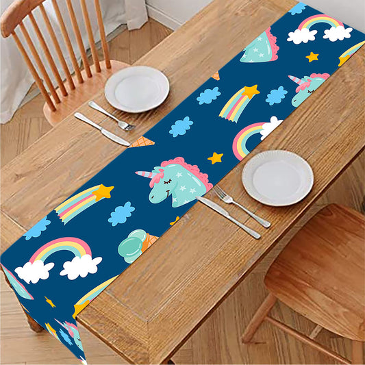 Cute Girly Unicorn Pattern Print Table Runner