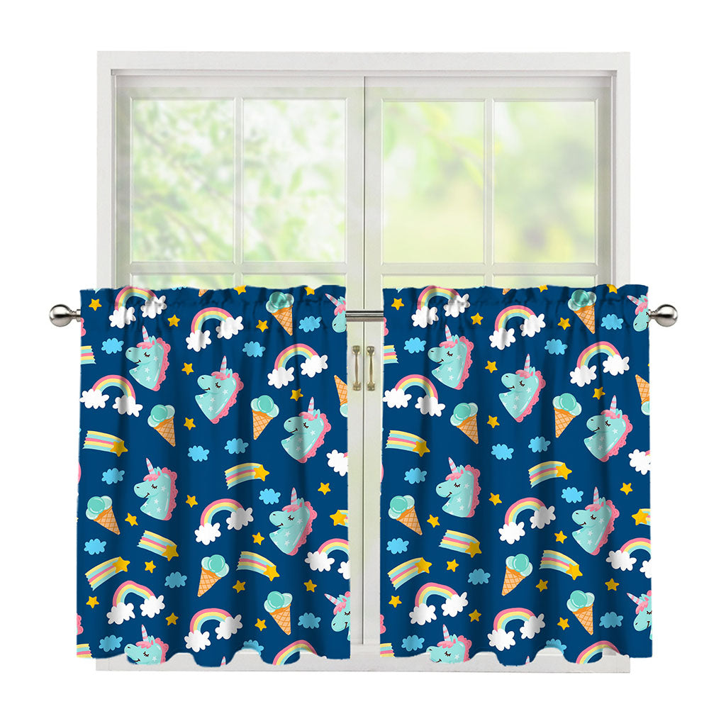 Cute Girly Unicorn Pattern Print Tier Curtains