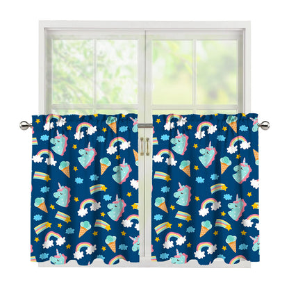 Cute Girly Unicorn Pattern Print Tier Curtains