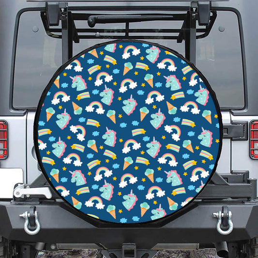 Cute Girly Unicorn Pattern Print Tire Cover