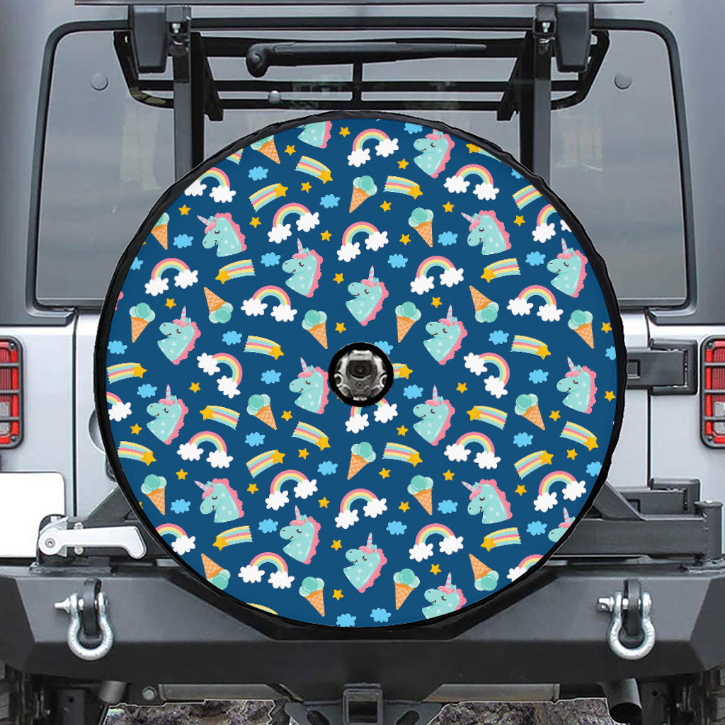 Cute Girly Unicorn Pattern Print Tire Cover With Camera Hole