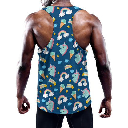Cute Girly Unicorn Pattern Print Training Tank Top