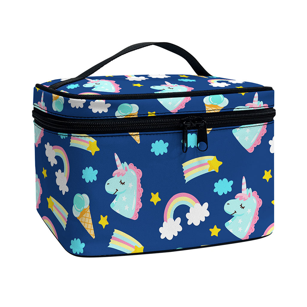 Cute Girly Unicorn Pattern Print Travel Makeup Bag