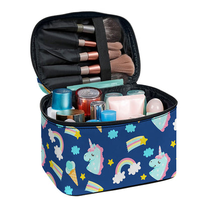 Cute Girly Unicorn Pattern Print Travel Makeup Bag