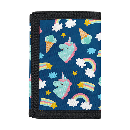 Cute Girly Unicorn Pattern Print Trifold Wallet
