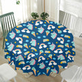 Cute Girly Unicorn Pattern Print Waterproof Round Tablecloth