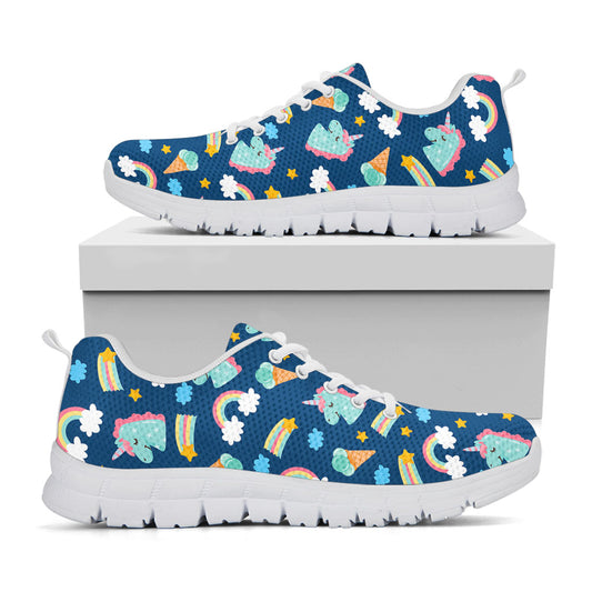 Cute Girly Unicorn Pattern Print White Running Shoes