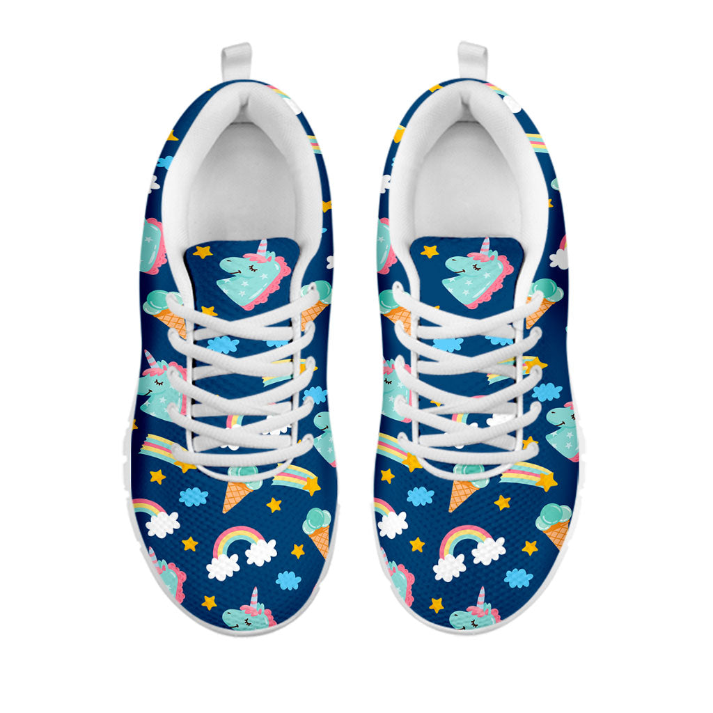 Cute Girly Unicorn Pattern Print White Running Shoes