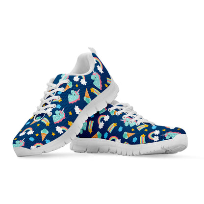 Cute Girly Unicorn Pattern Print White Running Shoes