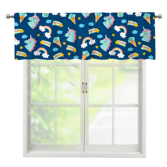 Cute Girly Unicorn Pattern Print Window Valance