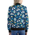 Cute Girly Unicorn Pattern Print Women's Bomber Jacket