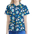 Cute Girly Unicorn Pattern Print Women's Polo Shirt