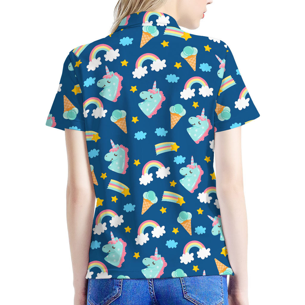 Cute Girly Unicorn Pattern Print Women's Polo Shirt
