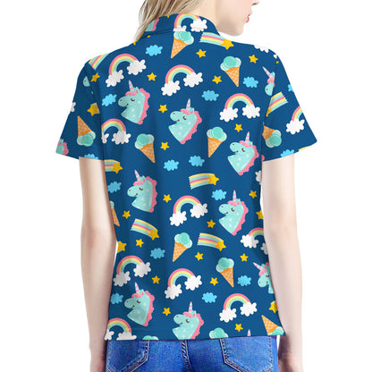 Cute Girly Unicorn Pattern Print Women's Polo Shirt