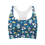 Cute Girly Unicorn Pattern Print Women's Sports Bra