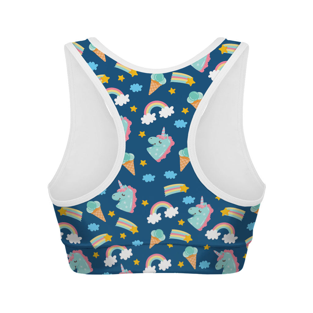 Cute Girly Unicorn Pattern Print Women's Sports Bra